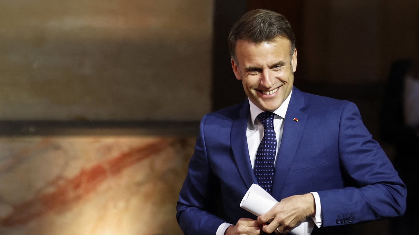 France's President Emmanuel Macron attends the inauguration of the French-Danish Economic Forum at the Palais Brongniart in Paris, France, on April 1, 2025.