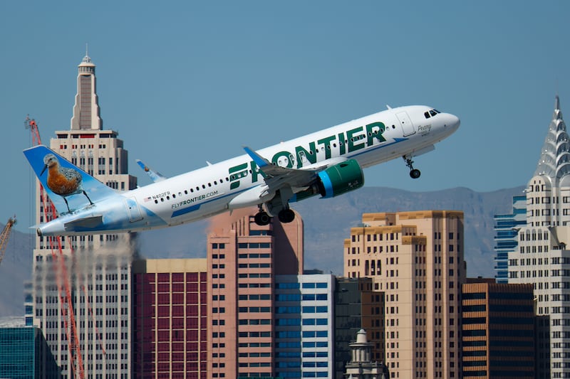A Frontier Airlines Airbus A320 airplane