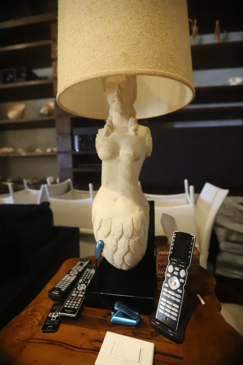 Topless woman lamp Epstein estate