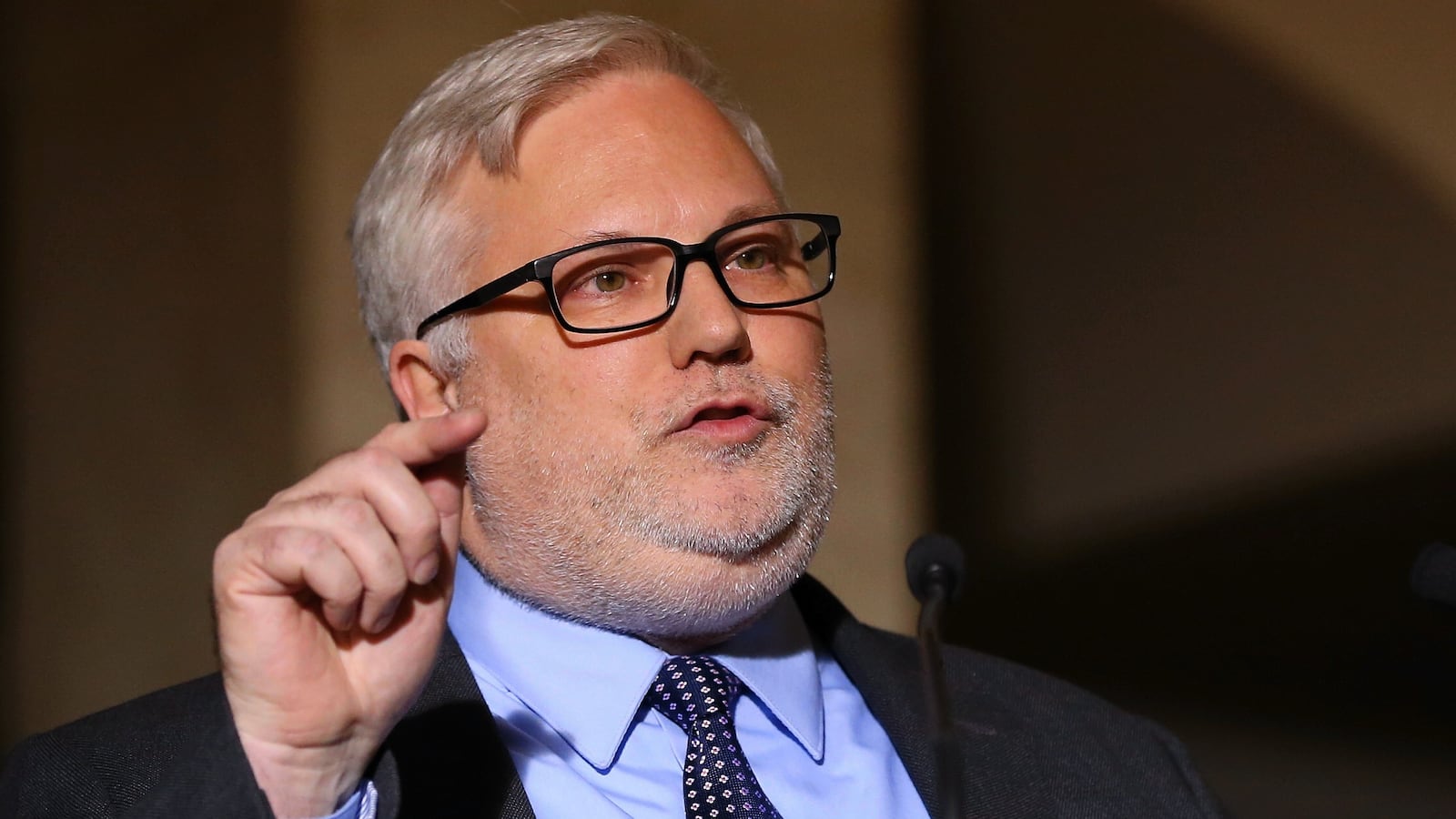 GENEVA, SWITZERLAND - OCTOBER 29: U.S. Deputy Assistant Secretary of State for Levant Affairs and Special Envoy for Syria Joel D. Rayburn speaks to the media a day prior to the Syrian Constitutional Committee meeting in Geneva, at the European headquarters of the United Nations in Geneva, Switzerland on October 29, 2019. (Photo by Dursun Aydemir/Anadolu Agency via Getty Images)