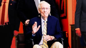 A photo illustration Mitch McConnell.
