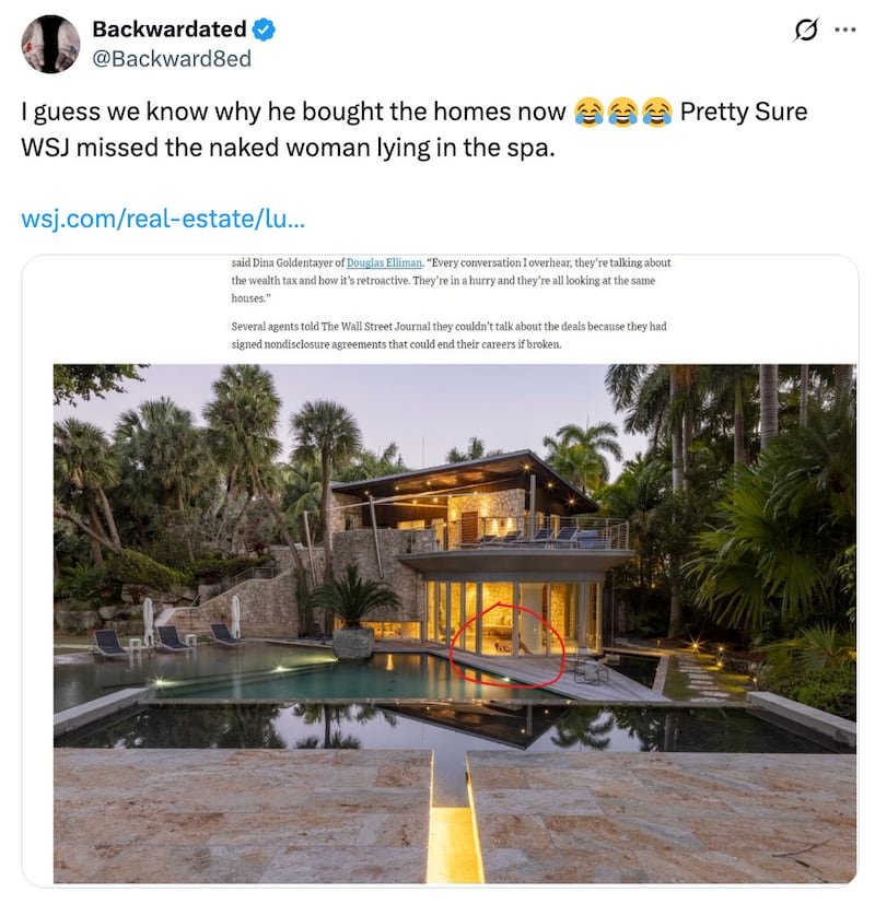 X user points out a realistic sculpture of a nude woman seen in a home bought by Larry Page.