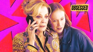 A photo illo illustration of Jean Smart and Hannah Einbinder in Hacks for the Obsessed podcast.