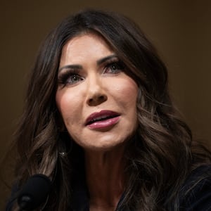 UNITED STATES - DECEMBER 11: Homeland Security Secretary Kristi Noem testifies during the House Homeland Security Committee hearing titled "Worldwide Threats to the Homeland," in Cannon building on Wednesday, December 11, 2025. (Tom Williams/CQ-Roll Call, Inc via Getty Images)