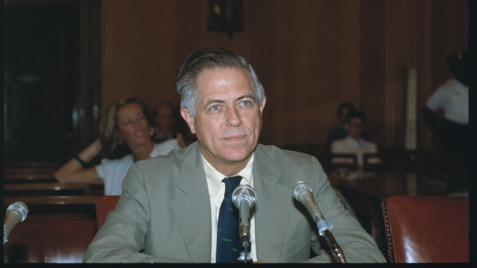 James Buckley, former United States Senator, close-up during Senate Hearings.