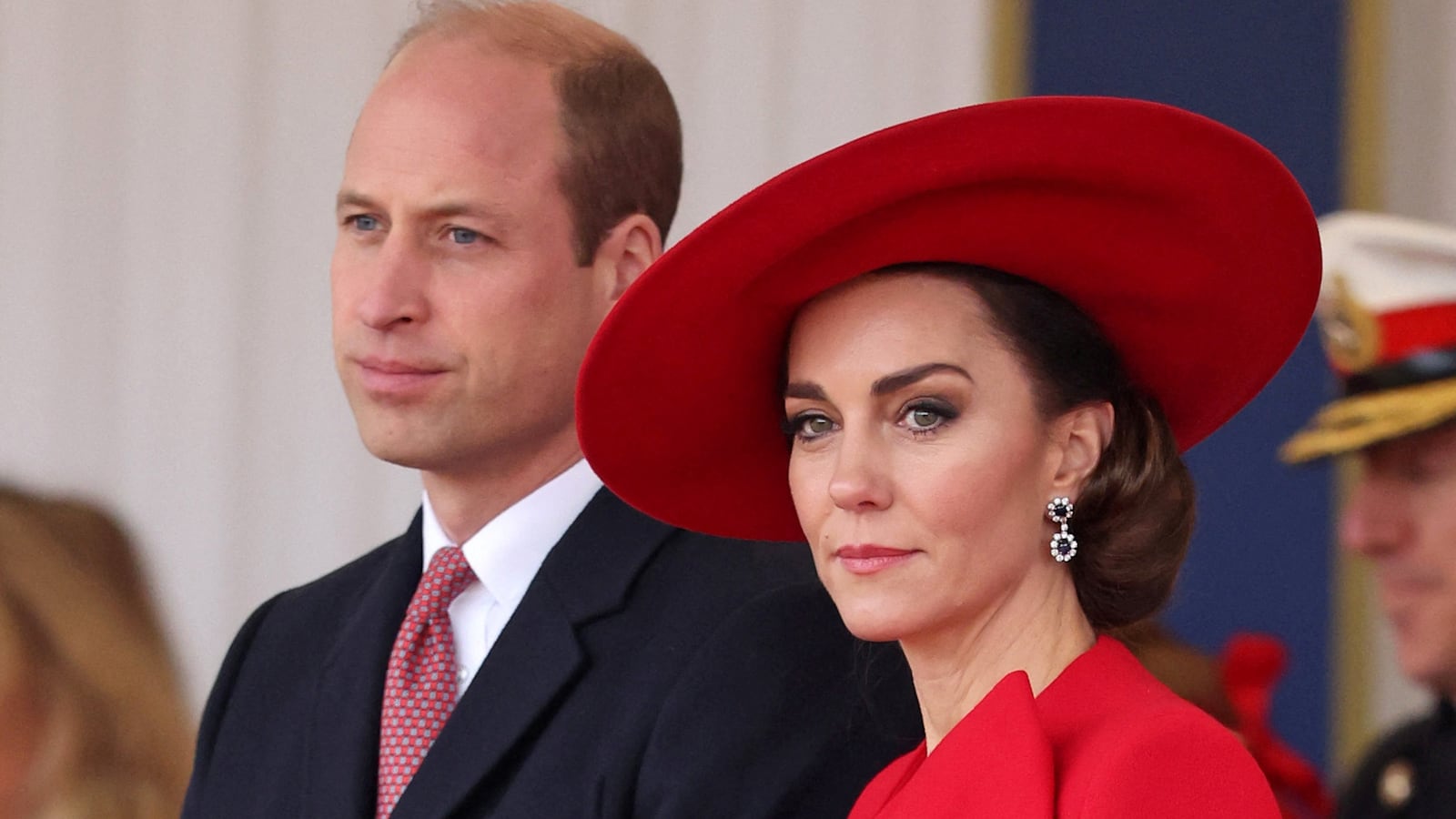 Britain's Prince William, Prince of Wales and Catherine, Princess of Wales attend a ceremonial welcome for The President and the First Lady of the Republic of Korea at Horse Guards Parade, in London, Britain on November 21, 2023.