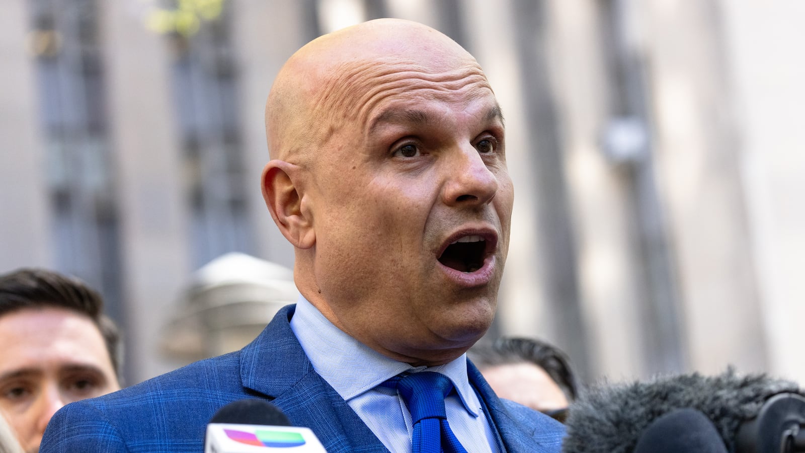 Arthur Aidala, attorney for Harvey Weinstein speaks during a press conference at Collect Pond Park near Manhattan Criminal Court on April 25, 2024, in New York City.