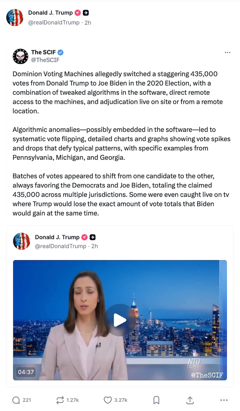 President Donald Trump found the time to whine about non-existent voter fraud in the 2020 election on Tuesday morning.