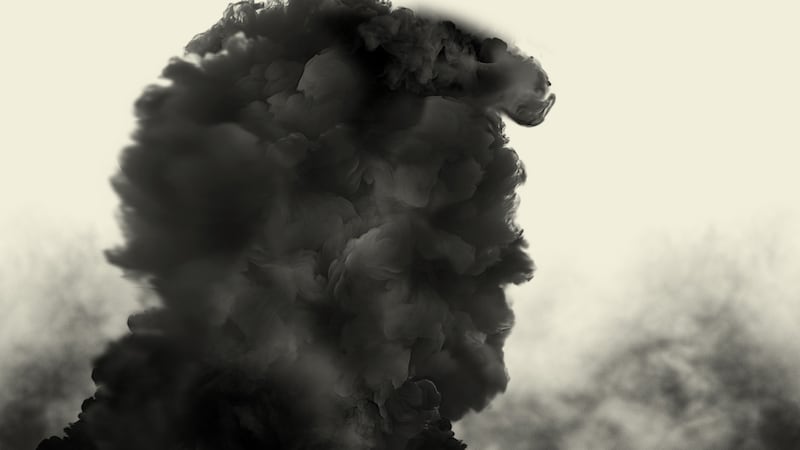 Profile photo illustration of Donald Trump made out of dark smoke