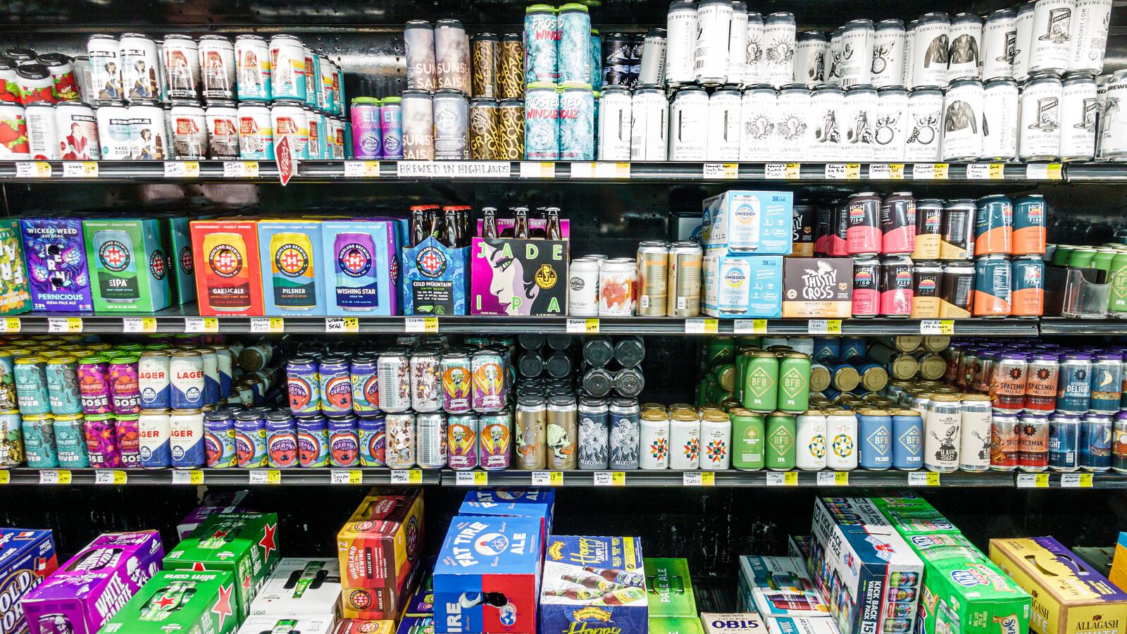 Highlands, North Carolina, grocery store, cold beer selection.