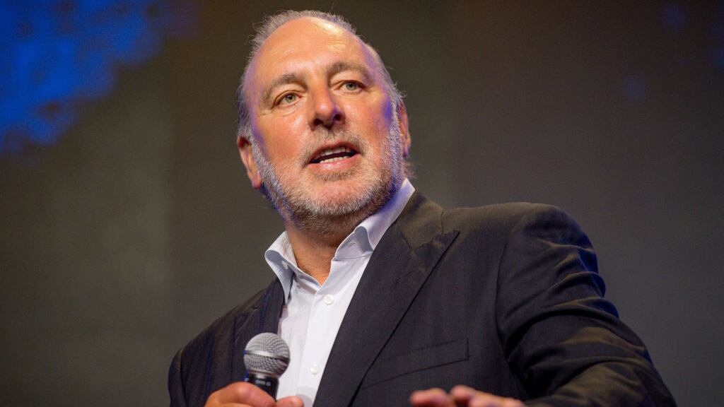 Brian Houston speaks on stage during the Hillsong Atlanta grand opening at Hillsong Atlanta on June 06, 2021 in Atlanta, Georgia.