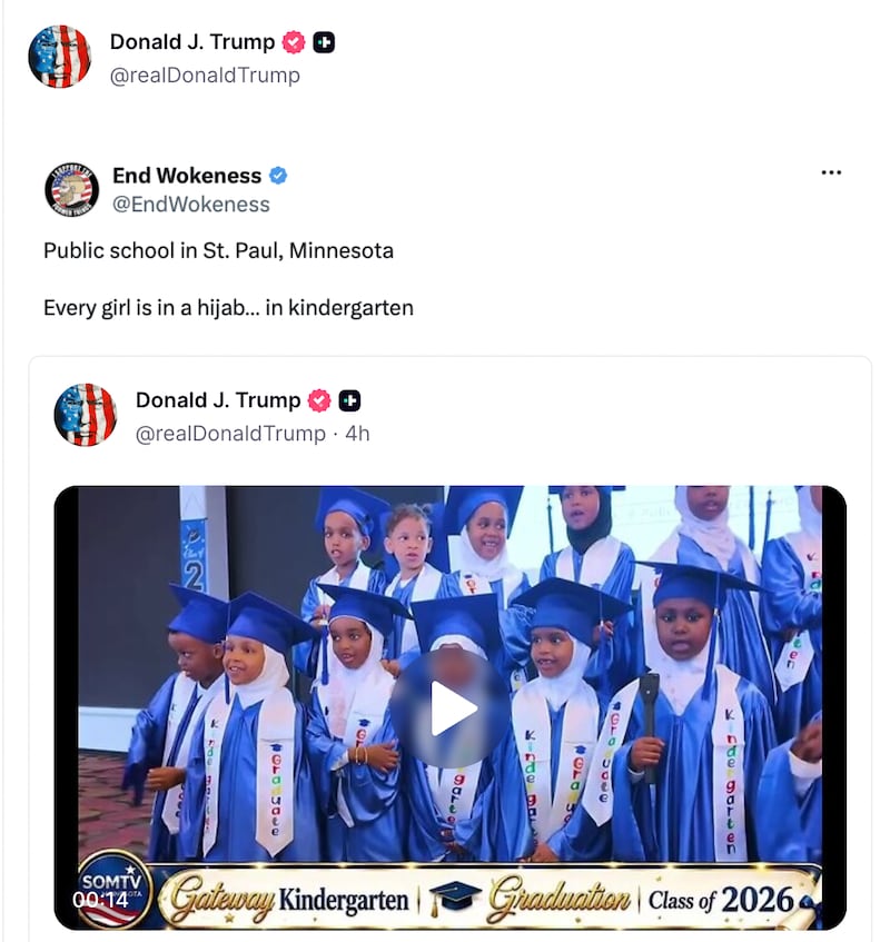 Donald Trump spreads an attack on kindergarteners.