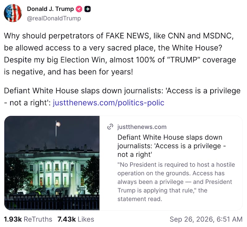 Donald Trump on Truth Social
