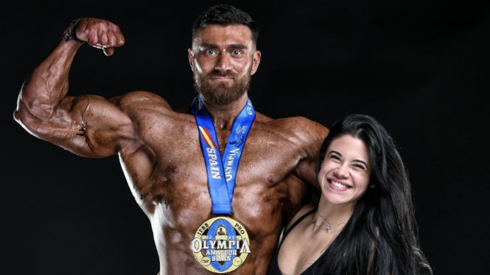 Spanish bodybuilder Erik Markov and his partner, Lucia Barahona.