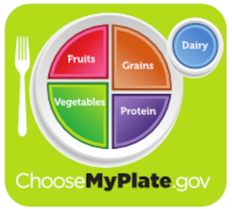 The MyPlate visual that Kennedy's inverted food pyramid replaced in January