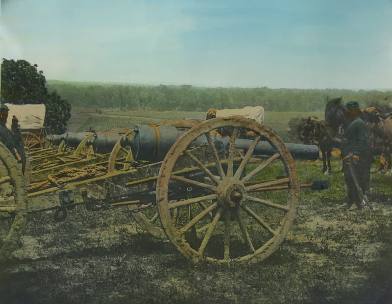 Four 20 pound Union Army Parrott Rifles, 1st NY, during the Peninsula Campaign, near Richmond, Virginia, USA, June 1862. The Peninsula Campaign of the American Civil War was a major Union operation launched in south-eastern Virginia from March to July 1862. (Photo by Archive Photos/Getty Images)