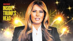 A photo illo illustration of Melania Trump for Inside Trump's Head podcast.