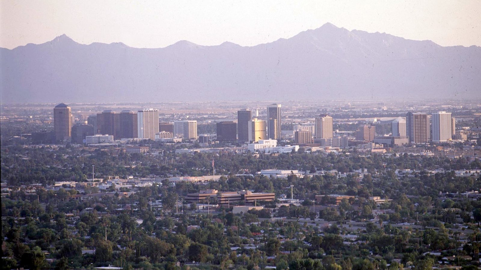 The Phoenix skyline with mountains in the background