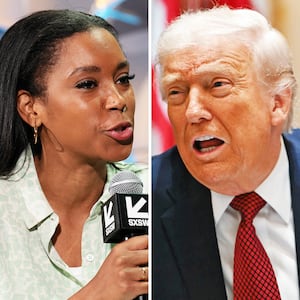 ABC reporter Rachel Scott and Donald Trump.