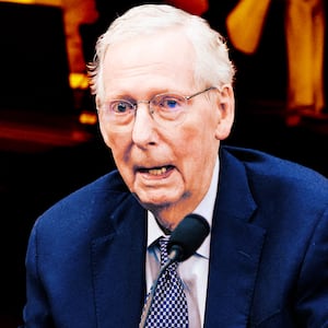 A photo illustration of Sen. Mitch McConnell.