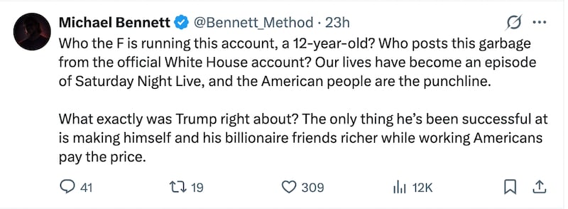 X users react to 'cringe' White House post