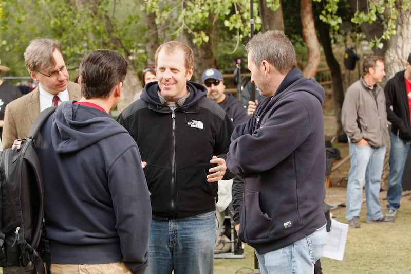 Paul Feig, Steve Carell as Michael Scott, writer Paul Lieberstein, director Ken Kwapis