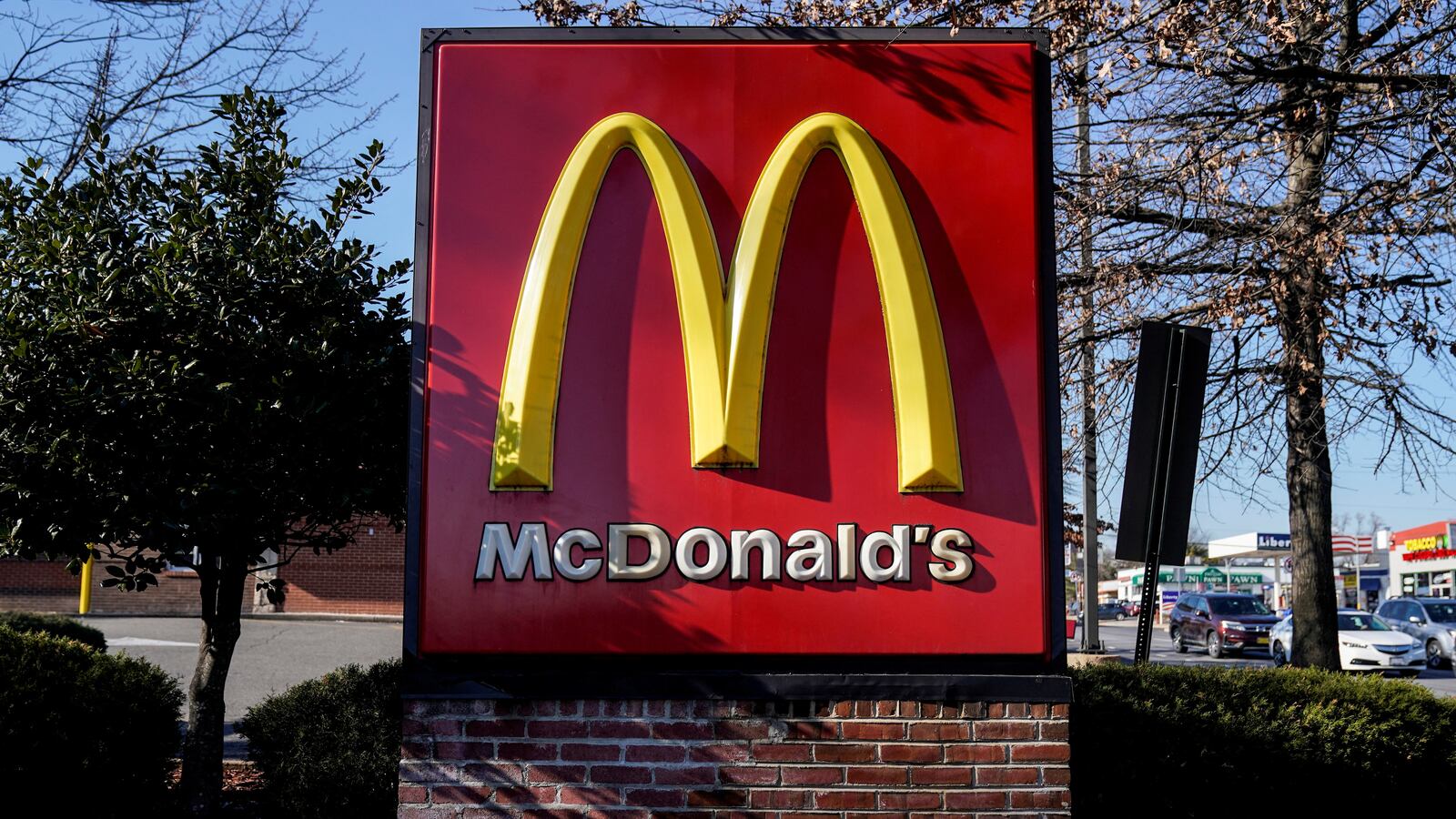 The logo for McDonald's restaurant is seen as McDonald's Corp.
