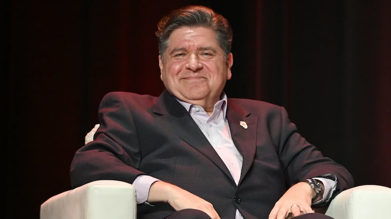 Trump took aim at Illinois Gov. JB Pritzker, pictured November 12,  as a "big fat slob" during the traditional Thanksgiving turkey pardoning event at the White House.