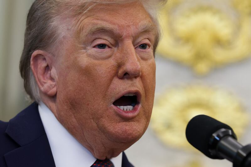President Donald Trump speaks in the Oval Office at the White House on September 2, 2025 in Washington, DC.