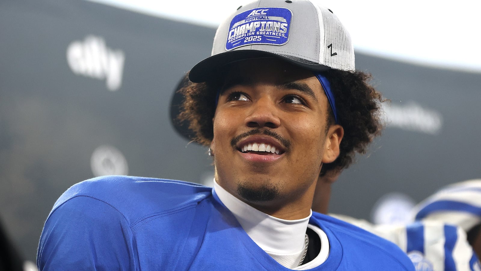 Duke Blue Devils quarterback Darian Mensah (10) celebrates after the ACC Football Championship