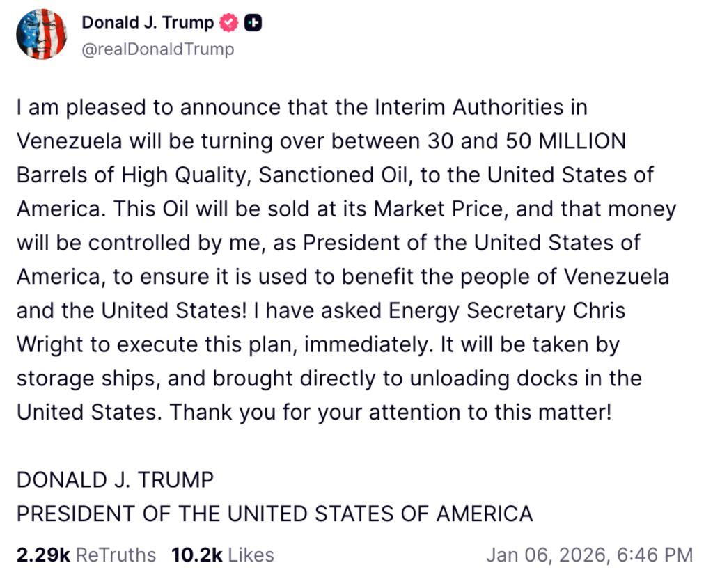 Fraudster Trump Says He’ll ‘Control’ Venezuela Oil Money