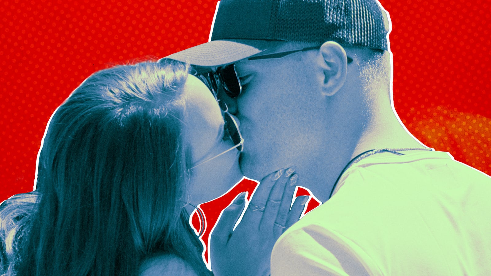 A photo illustration of Chelsea and Jimmy on Love is Blind.