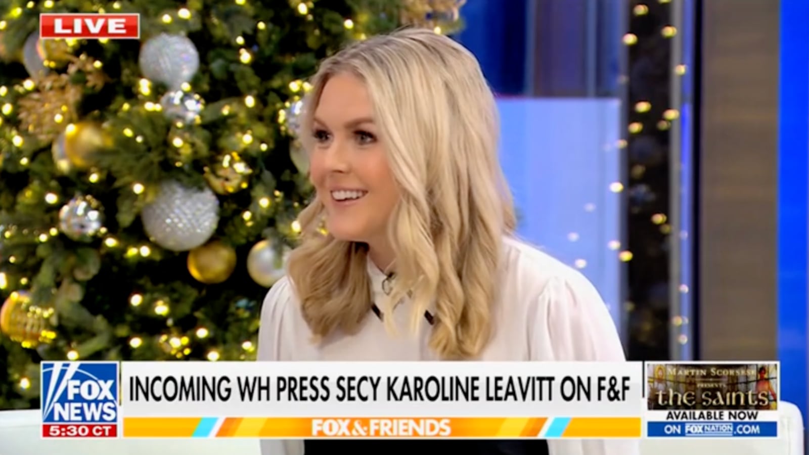 Karoline Leavitt appears on Fox & Friends on December 12, 2024.