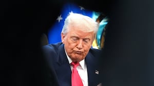 U.S. President Donald Trump answers questions from reporters