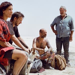 Sergi López, Joshua Liam Herderson, Stefania Gadda, and Richard 'Bigui' Bellamy in Sirât.