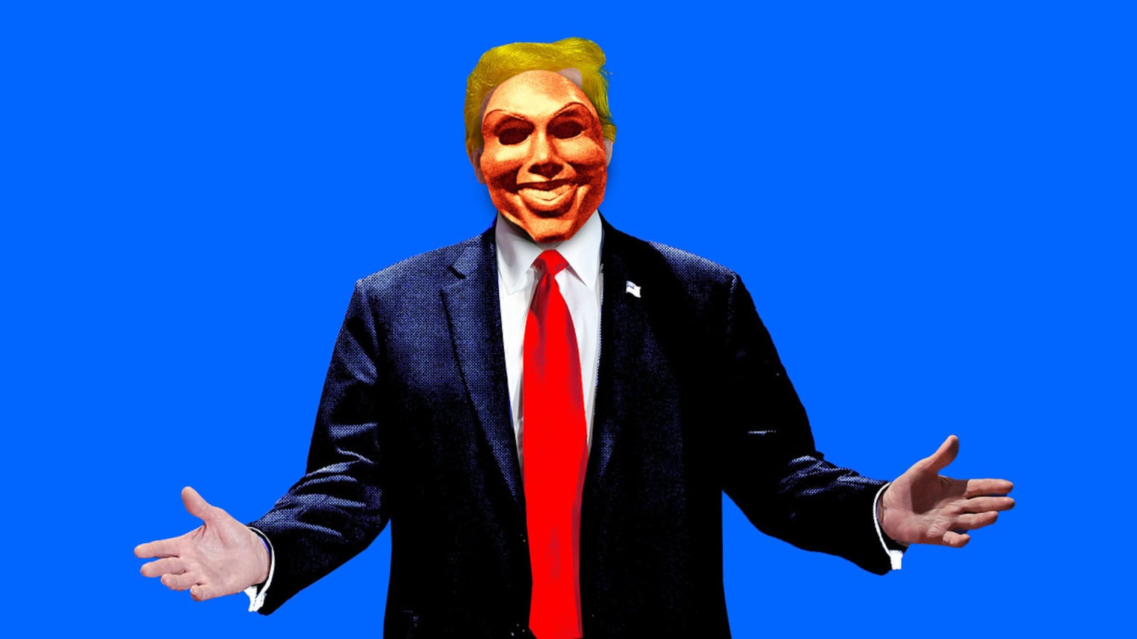 A photo illustration of Donald Trump wearing a mask from ‘The Purge’