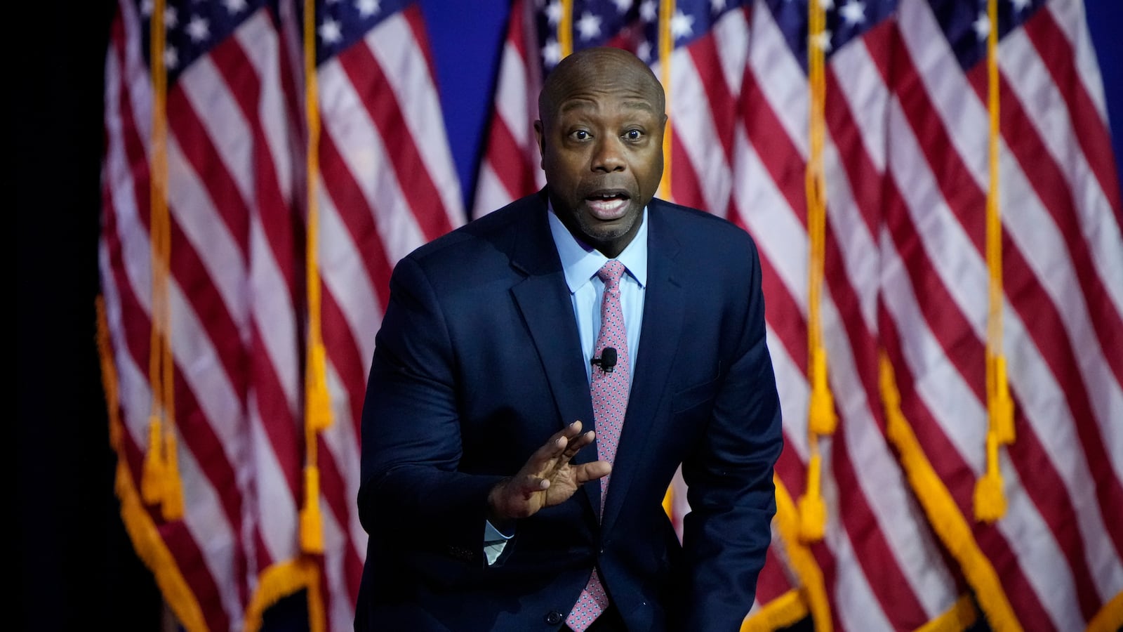 WASHINGTON, DC - JUNE 23: Republican presidential candidate Sen. Tim Scott (R-SC) delivers remarks at the Faith and Freedom Road to Majority conference at the Washington Hilton on June 23, 2023 in Washington, DC. Former U.S. President Donald Trump will deliver the keynote address at tomorrow evening's "Patriot Gala" dinner. (Photo by Drew Angerer/Getty Images)