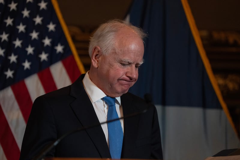 Minnesota Governor Tim Walz announces that he would not be seeking reelection Monday January 5, 2026 at a press conference at the State Capitol in St.Paul.