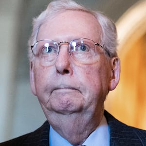 UNITED STATES - APRIL 1: Sen. Mitch McConnell, R-Ky., is seen after the senate luncheons in the U.S. Capitol on Tuesday, April 1, 2025. (Tom Williams/CQ-Roll Call, Inc via Getty Images)