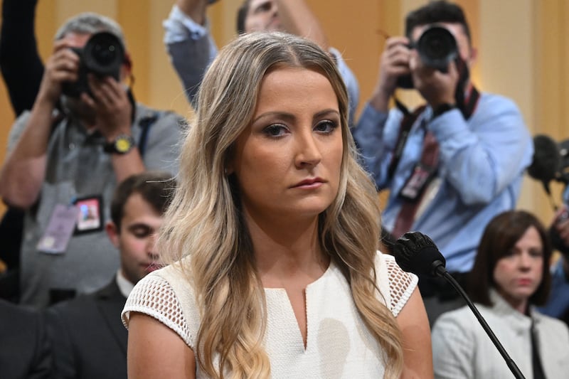 Former Deputy White House Press Secretary Sarah Matthews arrives for a hearing by the House Select Committee to investigate the January 6th attack on the US Capitol in the Cannon House Office Building in Washington, DC, on July 21, 2022. - The select House committee conducting the investigation of the Capitol riot is holding its eighth and final hearing, providing a detailed examination of former president Donald Trump's actions on January 6th. More than 850 people have been arrested in connection with the 2021 attack on Congress, which came after Trump delivered a fiery speech to his supporters near the White House falsely claiming that the election was "stolen." (Photo by SAUL LOEB / AFP) (Photo by SAUL LOEB/AFP via Getty Images)