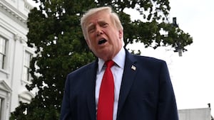 US President Donald Trump speaks to the media as he departs the White House on the South Lawn in Washington, DC, US, September 26, 2026.