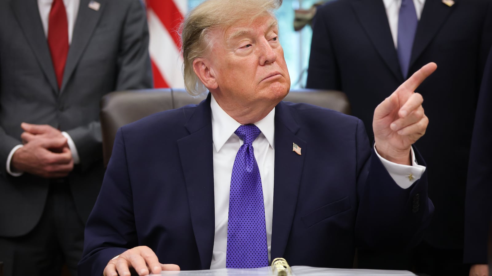 President Donald Trump answers reporters' questions during an announcement in the Oval Office at the White House on September 28, 2026.