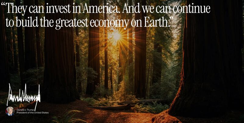 Trump quote: They can invest in America. And we can continue to build the greatest economy on Earth.