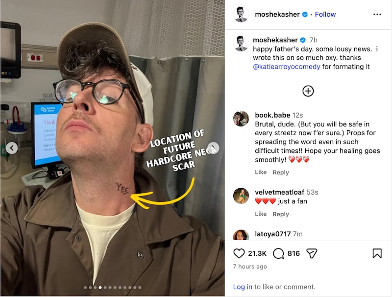 Moshe Kasher's Instagram post