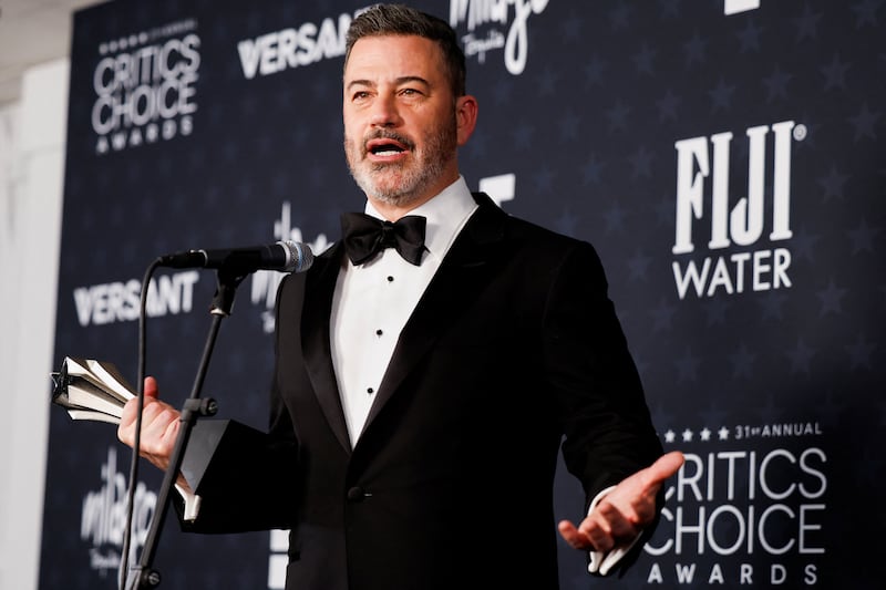 Jimmy Kimmel speaks at the press room after winning the Best Talk Show award for "Jimmy Kimmel Live!" during the 31st Annual Critics Choice Awards in Santa Monica, California, U.S., January 4, 2026.