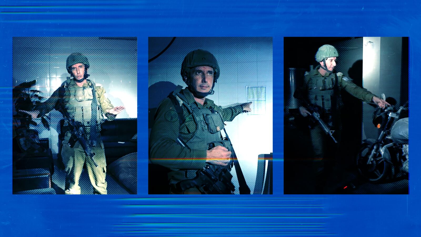 IDF spokesman pointing at Arabic sign in the hospital. The sign doesn't say what he thought it did.