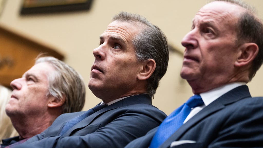Hunter Biden and his attorneys Abbe Lowell, right, and Kevin Morris