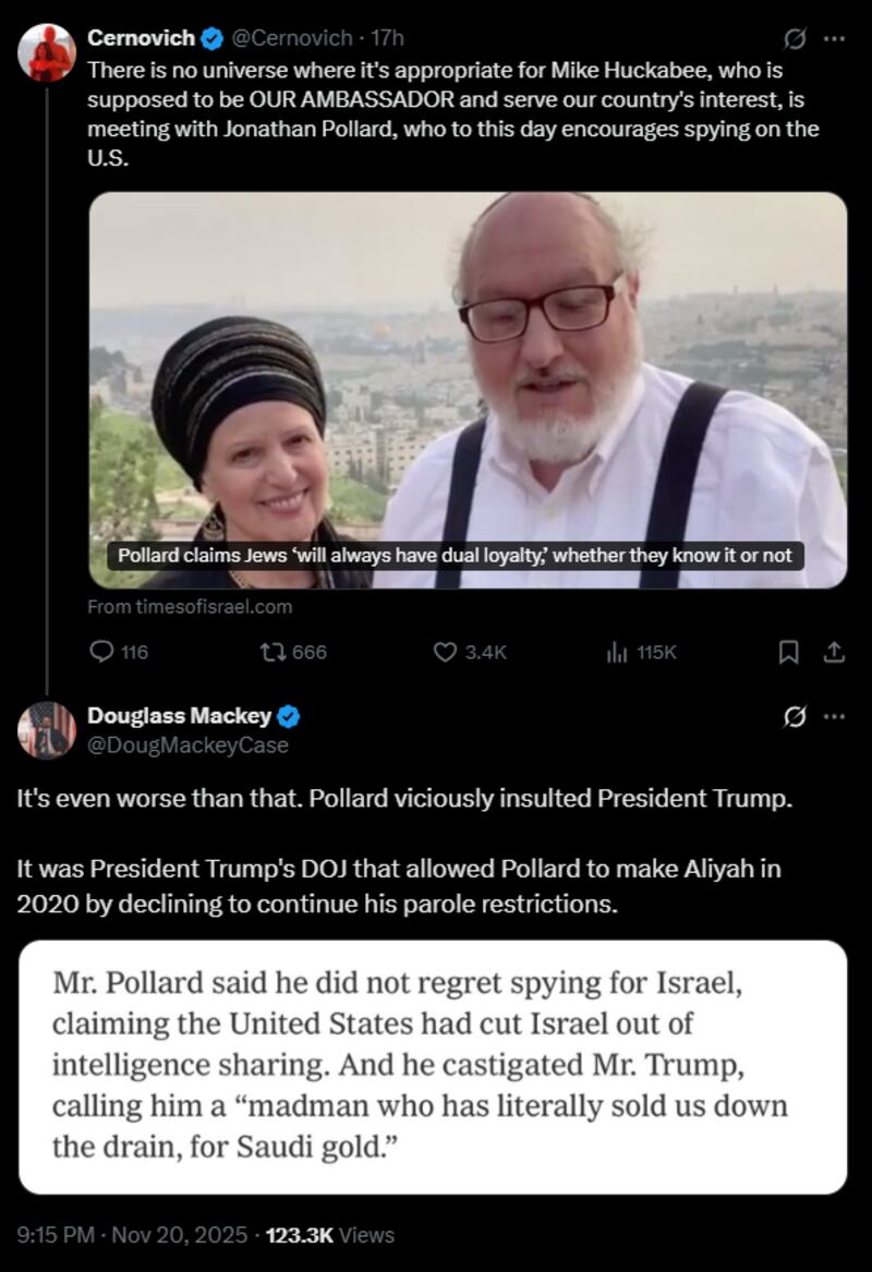 MAGA influencers were furious with Huckabee for meeting with Pollard.