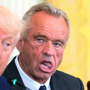 U.S. President Donald Trump and Health and Human Services Secretary Robert F. Kennedy Jr. attend an event introducing a new Make America Healthy Again