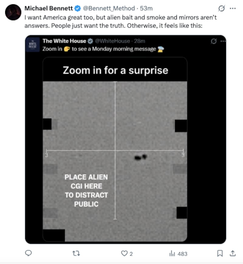 Comments replying to the White House X account.
